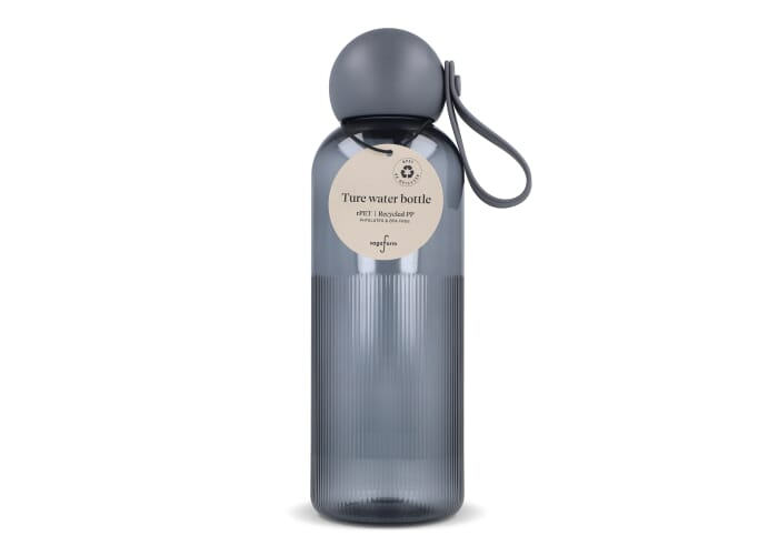 Bouteille personnalisée rPET 600ml Ture Sagaform Transparent gris foncé